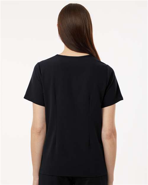 Jaanuu W10001 Women's Rhena Essential 1-Pocket Scrub V-Neck Top - Black - model back