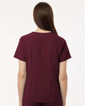 Jaanuu W10001 Women's Rhena Essential 1-Pocket Scrub V-Neck Top - Burgundy - model back