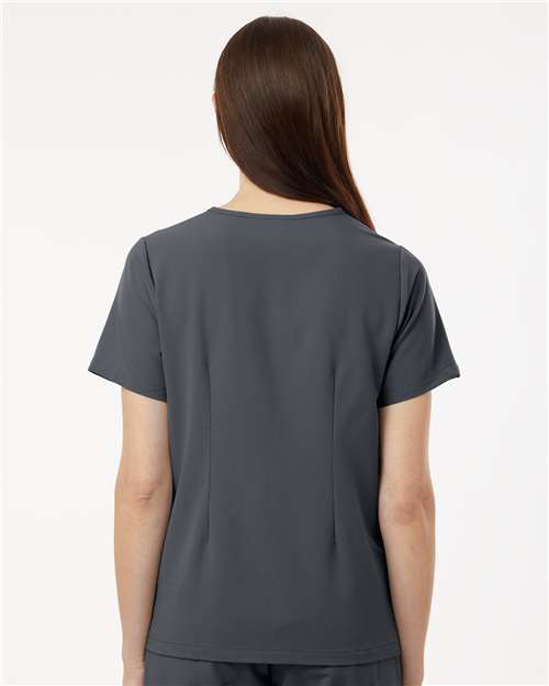 Jaanuu W10001 Women's Rhena Essential 1-Pocket Scrub V-Neck Top - Carbon Grey - model back