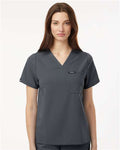 Jaanuu W10001 Women's Rhena Essential 1-Pocket Scrub V-Neck Top - Carbon Grey - model front