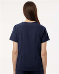 Jaanuu W10001 Women's Rhena Essential 1-Pocket Scrub V-Neck Top - Midnight Navy - model back