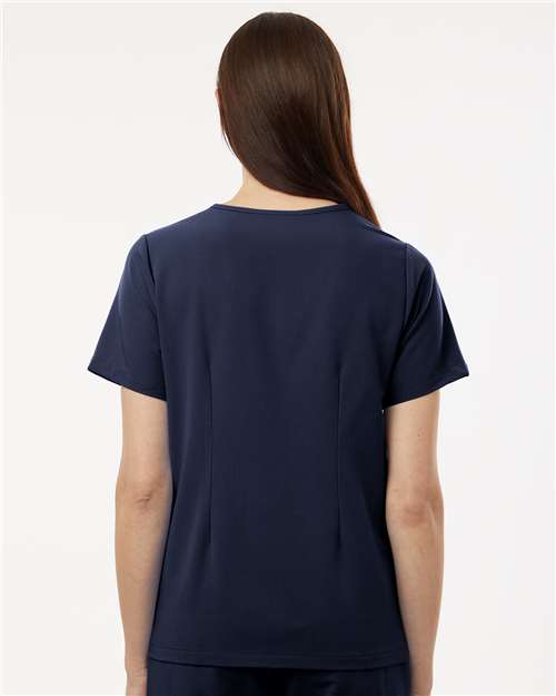Jaanuu W10001 Women's Rhena Essential 1-Pocket Scrub V-Neck Top - Midnight Navy - model back
