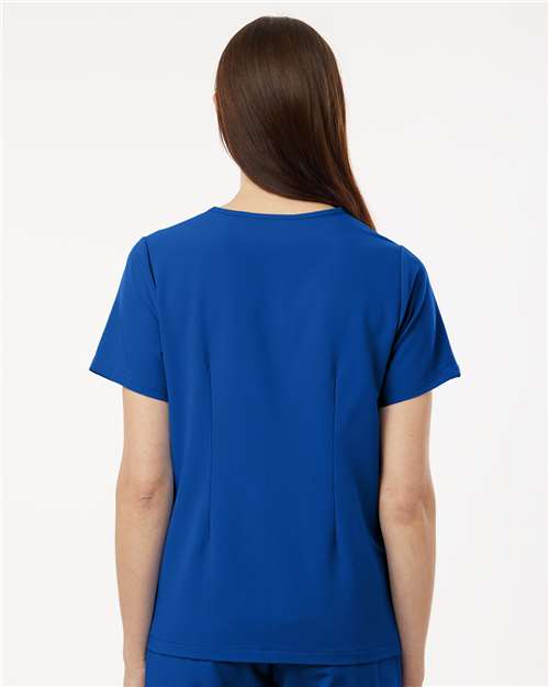 Jaanuu W10001 Women's Rhena Essential 1-Pocket Scrub V-Neck Top - Royal Blue - model back
