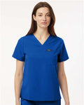 Jaanuu W10001 Women's Rhena Essential 1-Pocket Scrub V-Neck Top - Royal Blue - model front
