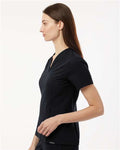 Jaanuu W10003 Women's Calix Fit & Flare Scrub V-Neck Top - Black - model side