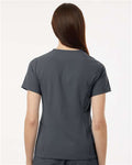 Jaanuu W10003 Women's Calix Fit & Flare Scrub V-Neck Top - Carbon Grey - model back