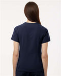 Jaanuu W10003 Women's Calix Fit & Flare Scrub V-Neck Top - Midnight Navy - model back