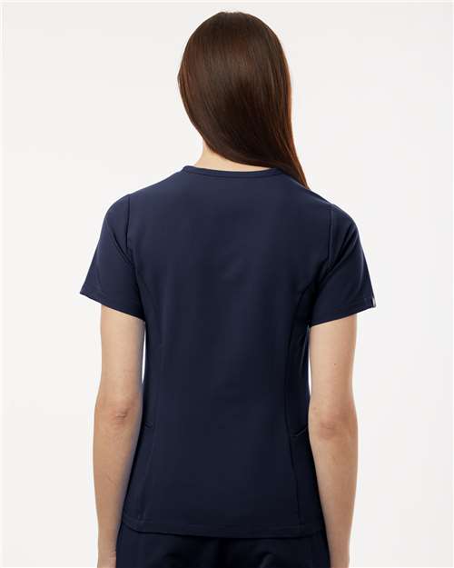 Jaanuu W10003 Women's Calix Fit & Flare Scrub V-Neck Top - Midnight Navy - model back