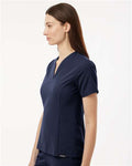 Jaanuu W10003 Women's Calix Fit & Flare Scrub V-Neck Top - Midnight Navy - model side