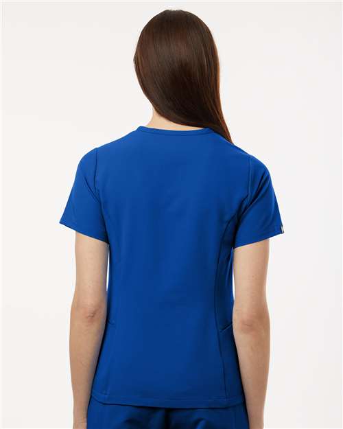 Jaanuu W10003 Women's Calix Fit & Flare Scrub V-Neck Top - Royal Blue - model back