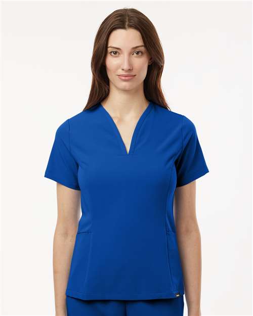 Jaanuu W10003 Women's Calix Fit & Flare Scrub V-Neck Top - Royal Blue - model front