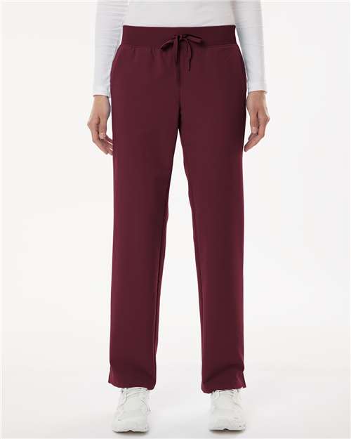 Jaanuu W20001 Women's Xenos Essential Knit-Waist Scrub Pants - Burgundy - model front