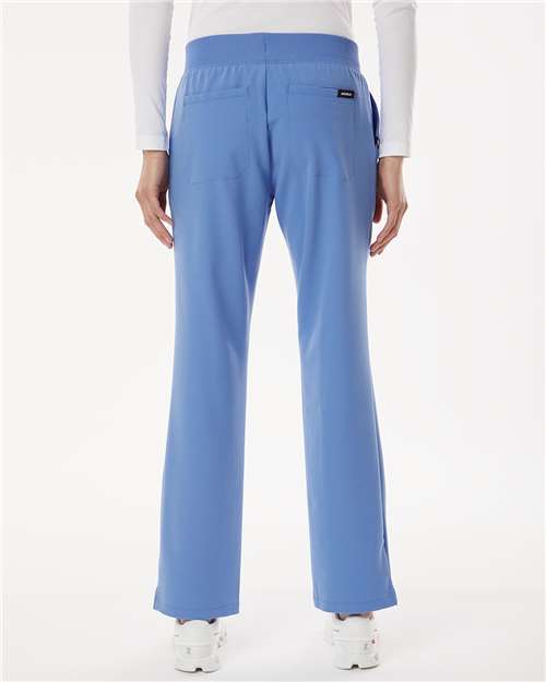 Jaanuu W20001 Women's Xenos Essential Knit-Waist Scrub Pants - Ceil Blue - model back