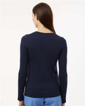 Jaanuu W30002U Women's RegenX Cotton Underscrub Long Sleeve T-Shirt - Midnight Navy - model back