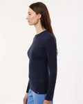 Jaanuu W30002U Women's RegenX Cotton Underscrub Long Sleeve T-Shirt - Midnight Navy - model side