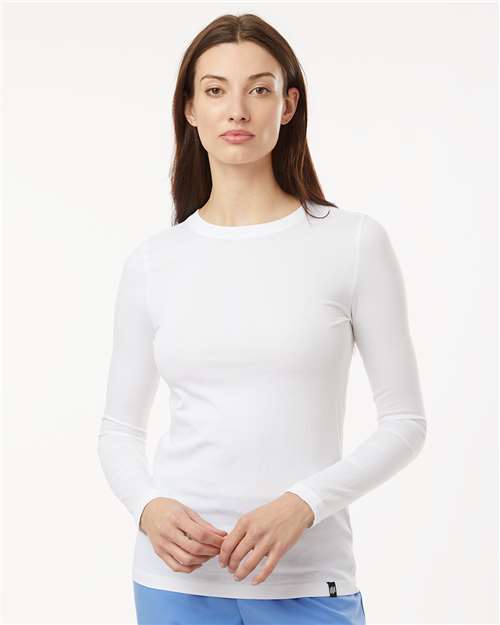 Jaanuu W30002U Women's RegenX Cotton Underscrub Long Sleeve T-Shirt - White - model front