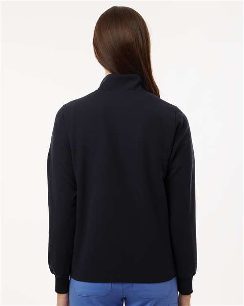 Jaanuu W60001 Women's Ceri Essential Full-Zip 6-Pocket Scrub Jacket - Black - model back