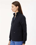 Jaanuu W60001 Women's Ceri Essential Full-Zip 6-Pocket Scrub Jacket - Black - model side
