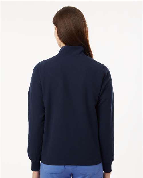 Jaanuu W60001 Women's Ceri Essential Full-Zip 6-Pocket Scrub Jacket - Midnight Navy - model back