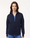 Jaanuu W60001 Women's Ceri Essential Full-Zip 6-Pocket Scrub Jacket - Midnight Navy - model front