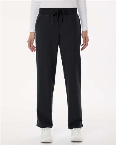 Jaanuu W20001P Women's Petite Sizes Xenos Essential Knit-Waist Scrub Pants - Black - model front