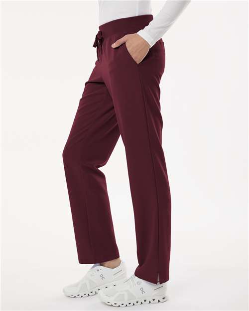 Jaanuu W20001P Women's Petite Sizes Xenos Essential Knit-Waist Scrub Pants - Burgundy - model side