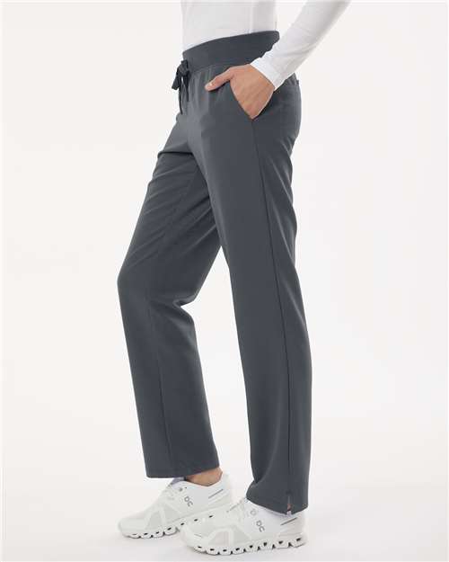 Jaanuu W20001P Women's Petite Sizes Xenos Essential Knit-Waist Scrub Pants - Carbon Grey - model side
