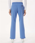 Jaanuu W20001P Women's Petite Sizes Xenos Essential Knit-Waist Scrub Pants - Ceil Blue - model back