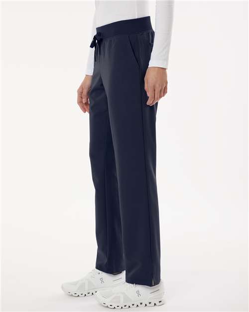 Jaanuu W20001P Women's Petite Sizes Xenos Essential Knit-Waist Scrub Pants - Midnight Navy - model side