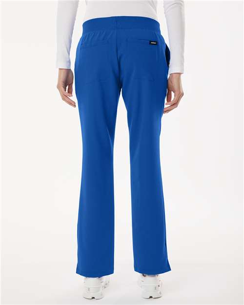 Jaanuu W20001P Women's Petite Sizes Xenos Essential Knit-Waist Scrub Pants - Royal Blue - model back