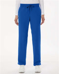 Jaanuu W20001P Women's Petite Sizes Xenos Essential Knit-Waist Scrub Pants - Royal Blue - model front