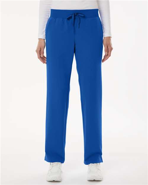 Jaanuu W20001P Women's Petite Sizes Xenos Essential Knit-Waist Scrub Pants - Royal Blue - model front