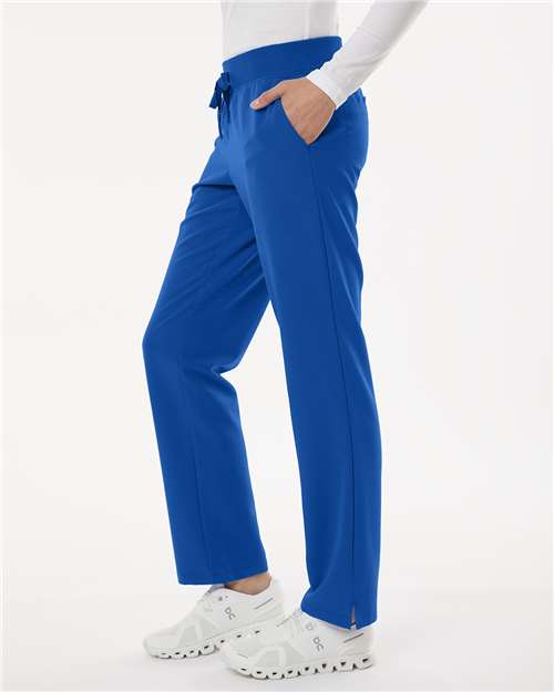 Jaanuu W20001P Women's Petite Sizes Xenos Essential Knit-Waist Scrub Pants - Royal Blue - model side