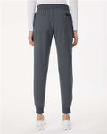 Jaanuu W20003P Women's Petite Sizes Silex Knit-Waist Scrub Joggers - Carbon Grey - model back