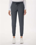Jaanuu W20003P Women's Petite Sizes Silex Knit-Waist Scrub Joggers - Carbon Grey - model front