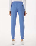 Jaanuu W20003P Women's Petite Sizes Silex Knit-Waist Scrub Joggers - Ceil Blue - model back