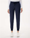 Jaanuu W20003P Women's Petite Sizes Silex Knit-Waist Scrub Joggers - Midnight Navy - model front