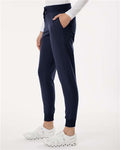 Jaanuu W20003P Women's Petite Sizes Silex Knit-Waist Scrub Joggers - Midnight Navy - model side