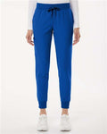 Jaanuu W20003P Women's Petite Sizes Silex Knit-Waist Scrub Joggers - Royal Blue - model front