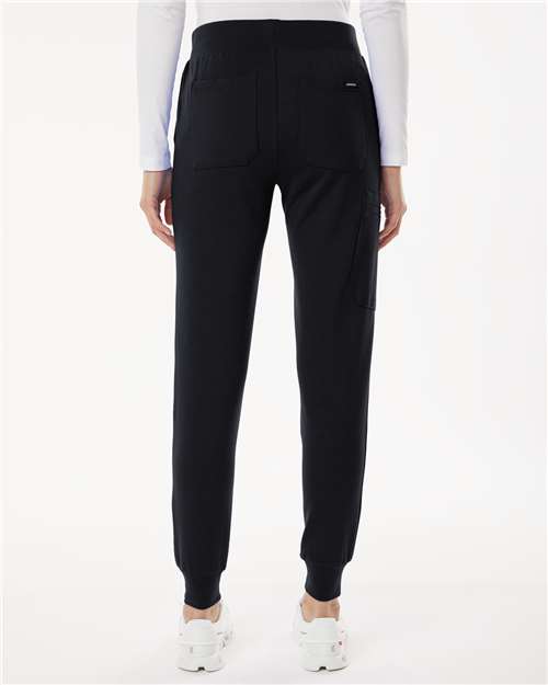 Jaanuu W40001P Women's Petite Sizes Rubi UltraSOFT Scrub Joggers - Black - model back