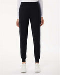 Jaanuu W40001P Women's Petite Sizes Rubi UltraSOFT Scrub Joggers - Black - model front