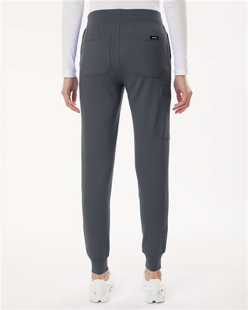 Jaanuu W40001P Women's Petite Sizes Rubi UltraSOFT Scrub Joggers - Carbon Grey - model back