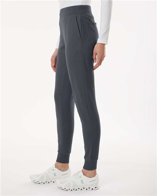 Jaanuu W40001P Women's Petite Sizes Rubi UltraSOFT Scrub Joggers - Carbon Grey - model side
