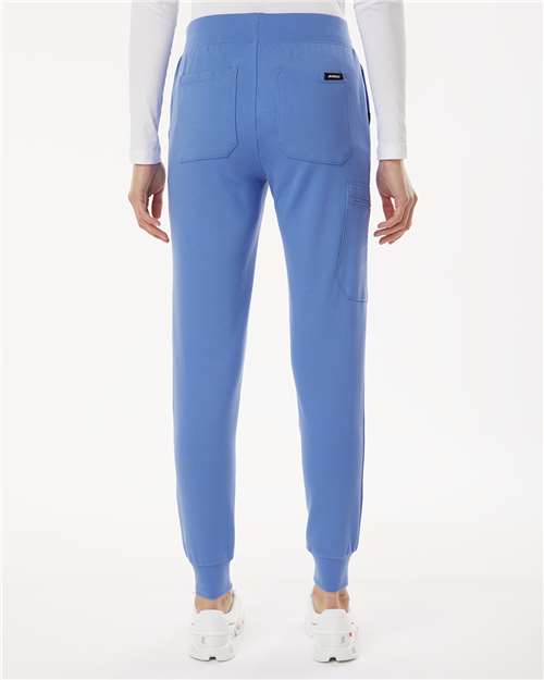 Jaanuu W40001P Women's Petite Sizes Rubi UltraSOFT Scrub Joggers - Ceil Blue - model back