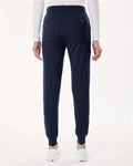Jaanuu W40001P Women's Petite Sizes Rubi UltraSOFT Scrub Joggers - Midnight Navy - model back