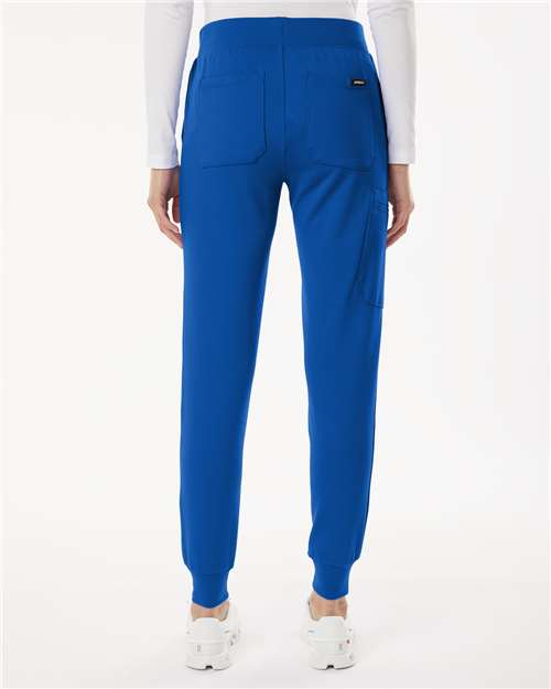 Jaanuu W40001P Women's Petite Sizes Rubi UltraSOFT Scrub Joggers - Royal Blue - model back