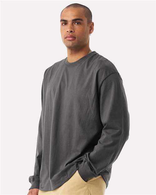 BELLA + CANVAS 4651 Unisex 7.5 oz Heavyweight Long Sleeve Tee - Asphalt - model side