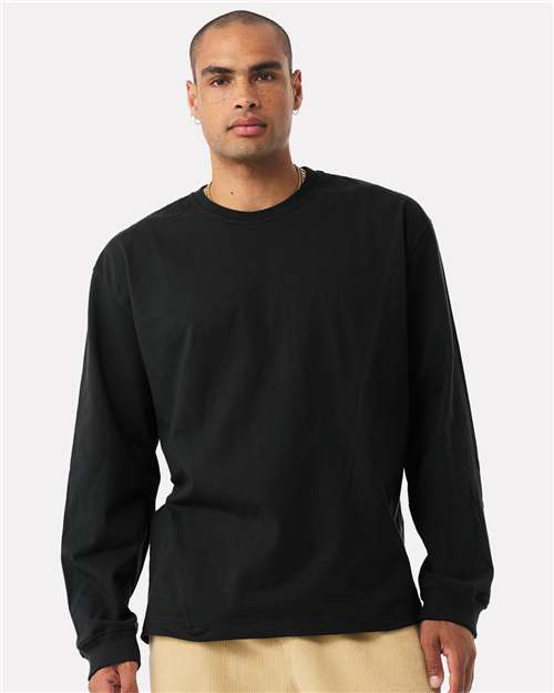 BELLA + CANVAS 4651 Unisex 7.5 oz Heavyweight Long Sleeve Tee - Black - model front