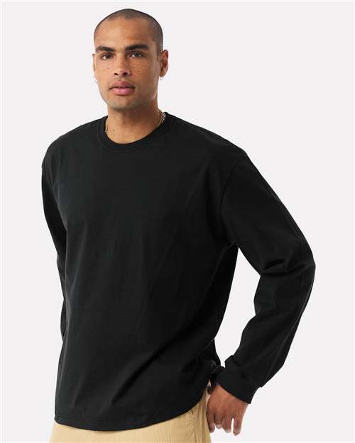 BELLA + CANVAS 4651 Unisex 7.5 oz Heavyweight Long Sleeve Tee - Black - model side