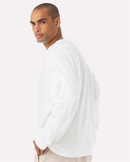 BELLA + CANVAS 4651 Unisex 7.5 oz Heavyweight Long Sleeve Tee - White - model back